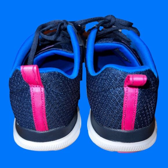 NWOB Women’s Skechers Flex Appeal 2.0 Blue/Pink/White Size 11 - Picture 3 of 7